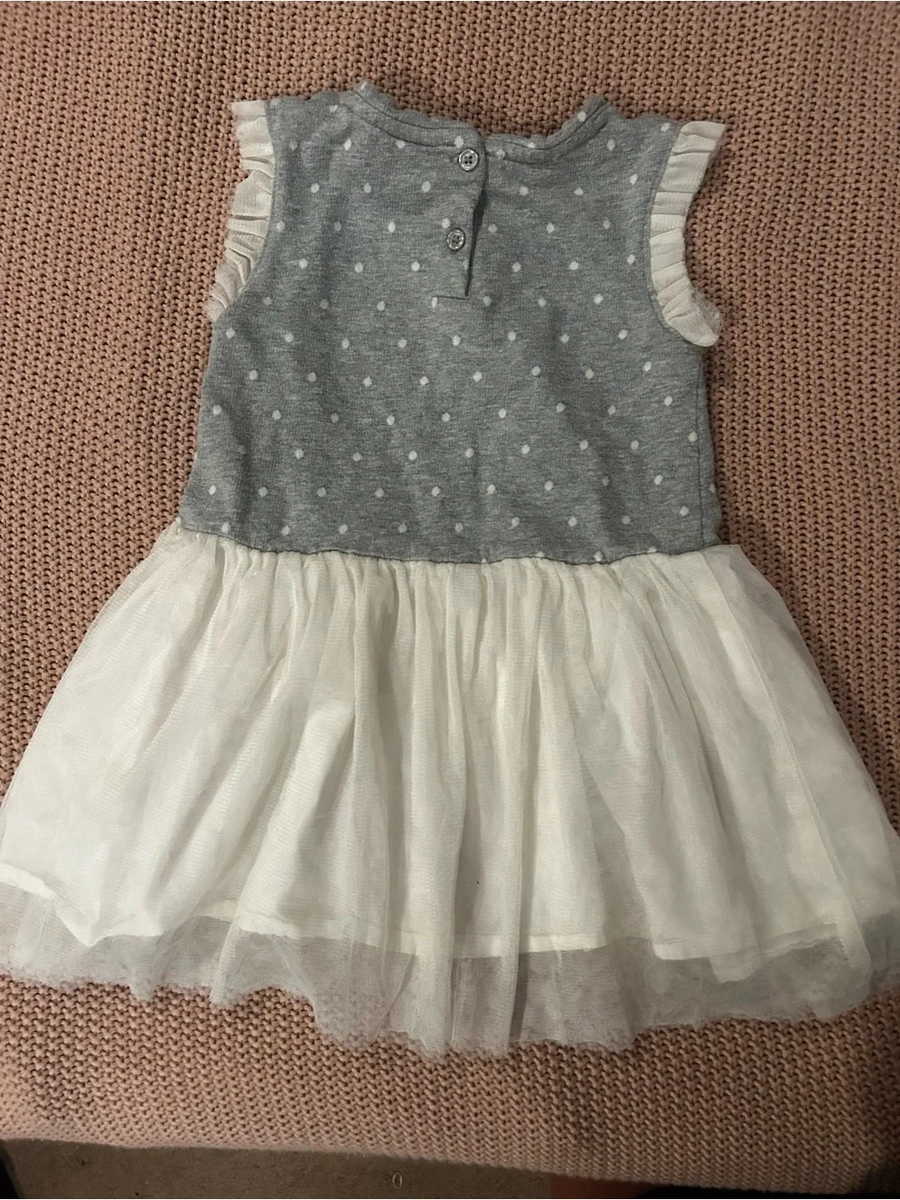 GAP Girls Grey Polka Dot Knit Bodice with Cream Tulle Skirt Dress